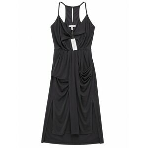 BCBGeneration Black Draped Racerback Midi Dress NWT XS Sleeveless Surplice LBD